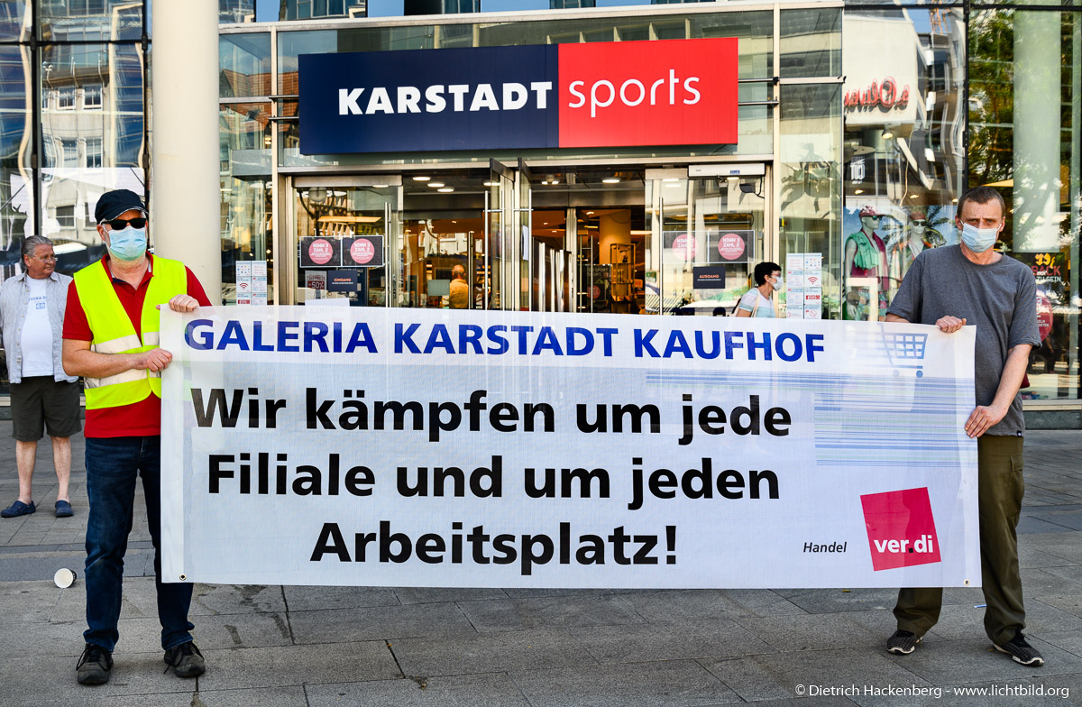 Verdi Handel Nrw Demonstration Gegen Schliessung Der Karstadt Kaufhof Filialen In Dortmund Karstadt Sports Lichtbild Blog Dietrich Hackenberg