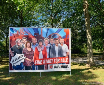 Wahlplakat - DIE LINKE Duisburg - Gruppenbild an der Duisburger Straße